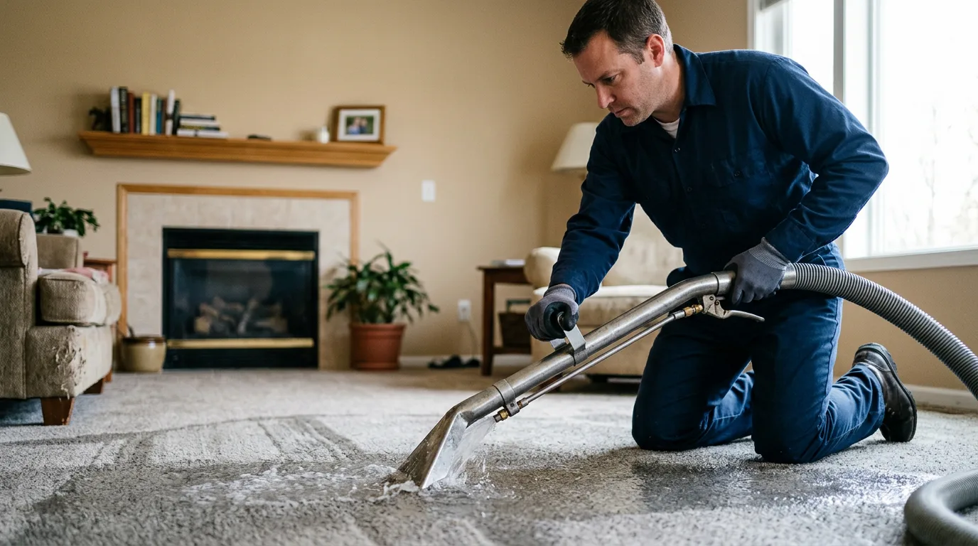 Water damage restoration technician working near Stow, MA